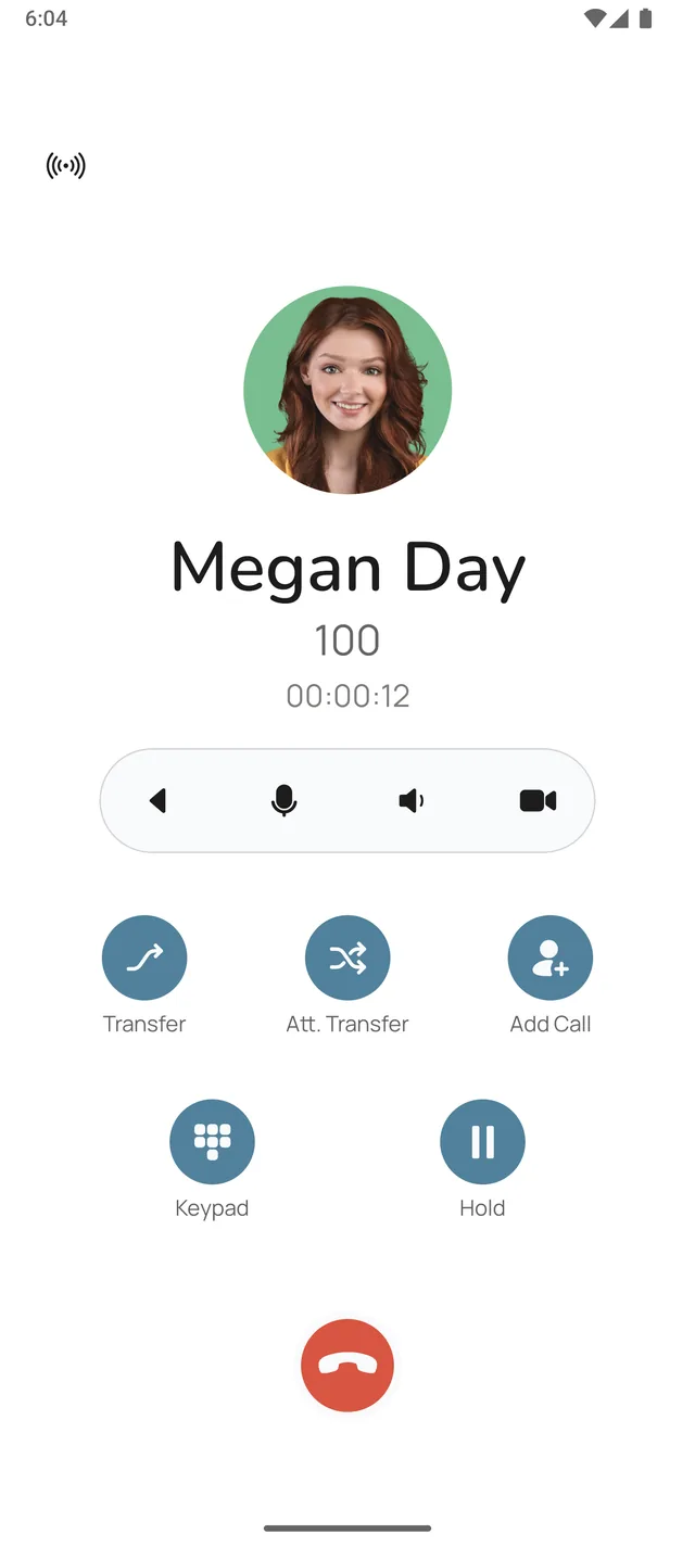 The VOCPhone mobile app on an active call